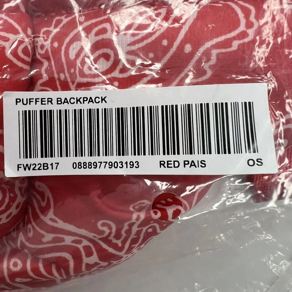 Supreme Red Paisley Puffer Backpack FW22